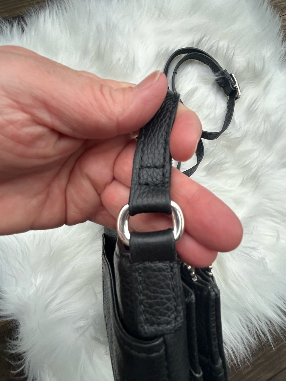 Black Pretty Tough Studded Crossbody Bag with Silver Accent - Picture 10 of 13